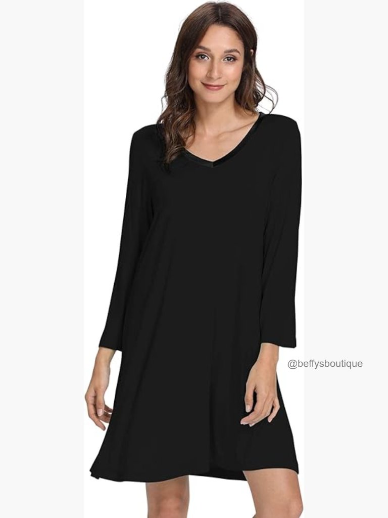 Silky Soft Bamboo Nightgown 3/4 Sleeve Sleepshirt Oeko-Tex
